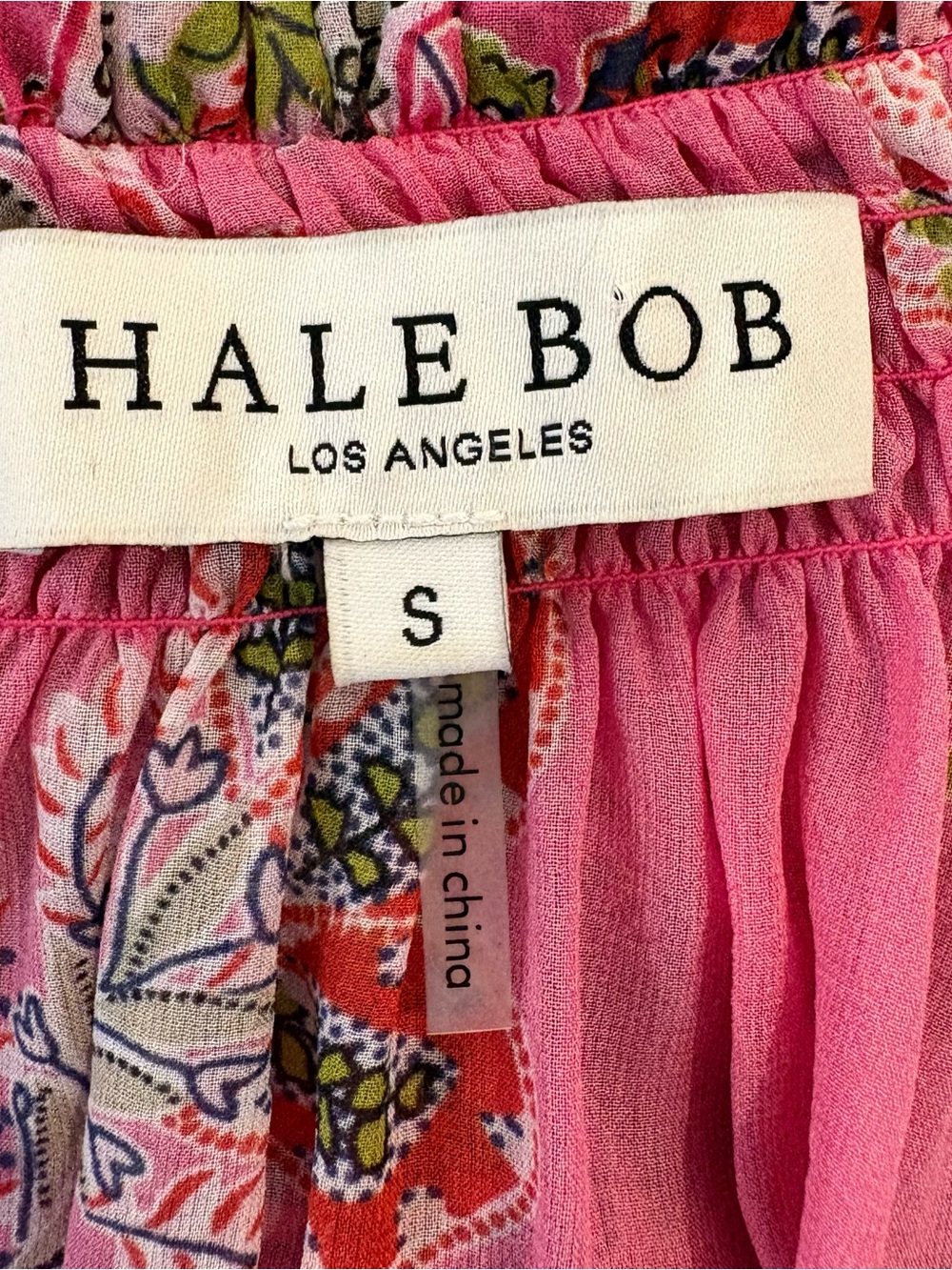 Hale Bob 100% Silk Pink Paisley Tassel Peasant Blouse Top Size Small Boho Luxury - Picture 9 of 11